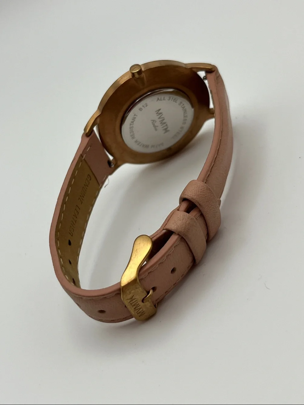 MVMT Gold Case White Dial Pink Leather Watch